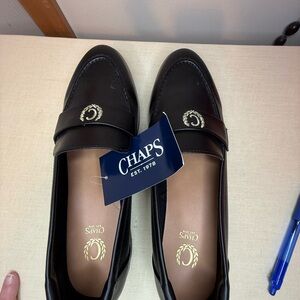Chaps Women's Classic Black Loafers with Logo Accent - NWT - 9